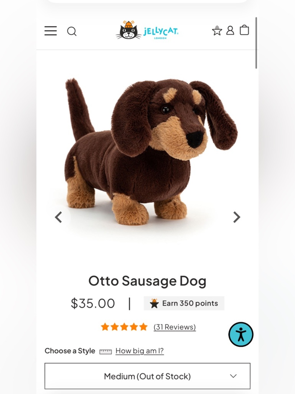 Jellycat Otto Sausage Dog